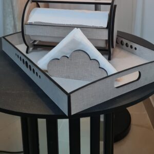 Plat rectangulaire en bois gravé – Service élégant pour invités