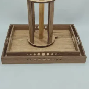 2 plateaux et Porte-essuie-tout en bois gravé – Grand format cuisine